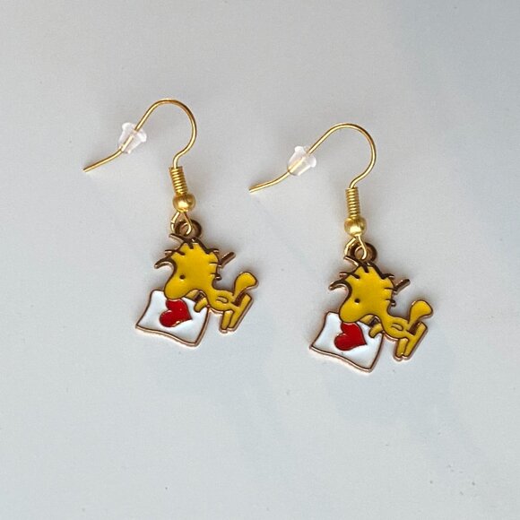Handmade Woodstock Earrings STAINLESS STEEL Peanuts Snoopy - Picture 10 of 12